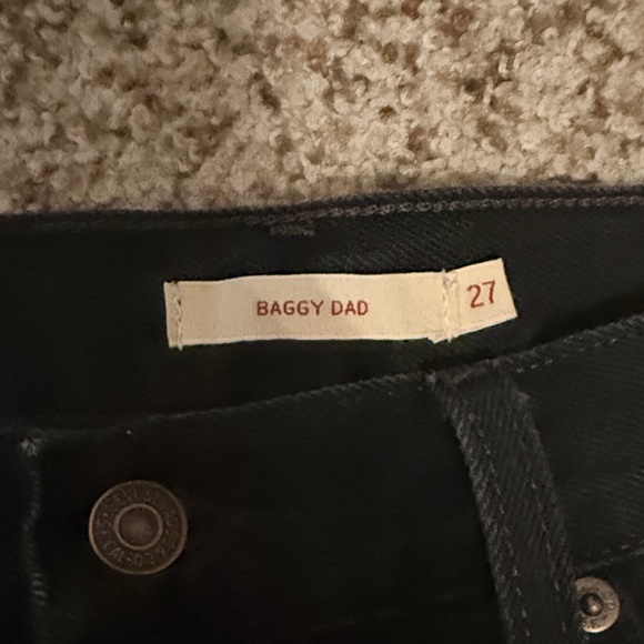 Levi’s premium baggy dad jean wide leg black with holes in knees. - Picture 3 of 7